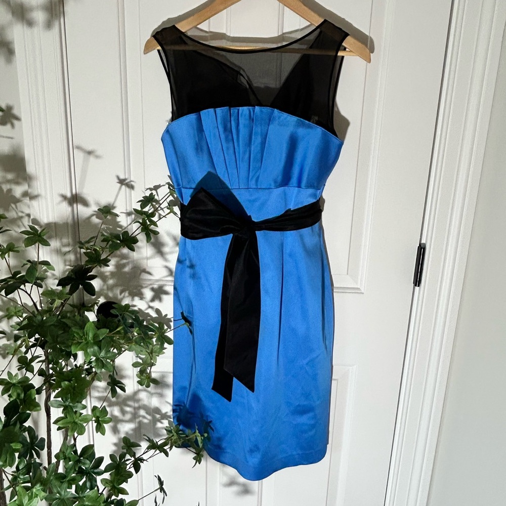Kay Unger Blue Dress with Black Sheer Detail